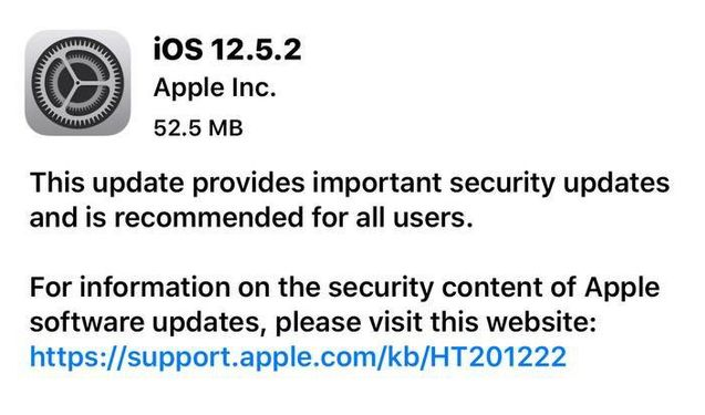 常德苹果手机维修分享iOS12.5.2发布，建议所有老苹果用户安装 